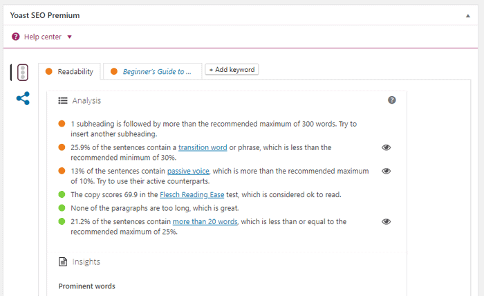 yoast readability analysis